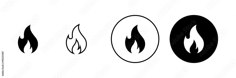 Fire icons set. fire sign and symbol Fire icons set. fire sign and symbol
