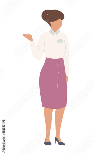 Museum curator semi flat color vector character. Standing figure. Full body person on white. Curatorial assistant simple cartoon style illustration for web graphic design and animation