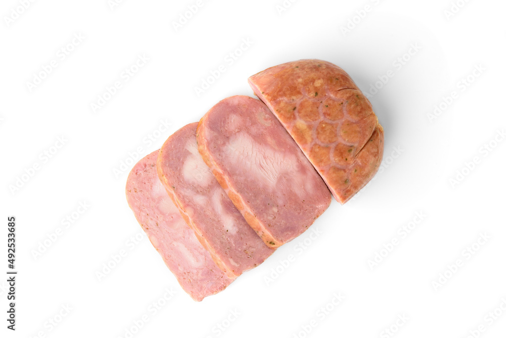 Chicken loaf isolated on white background. Chicken loaf isolated on white background.