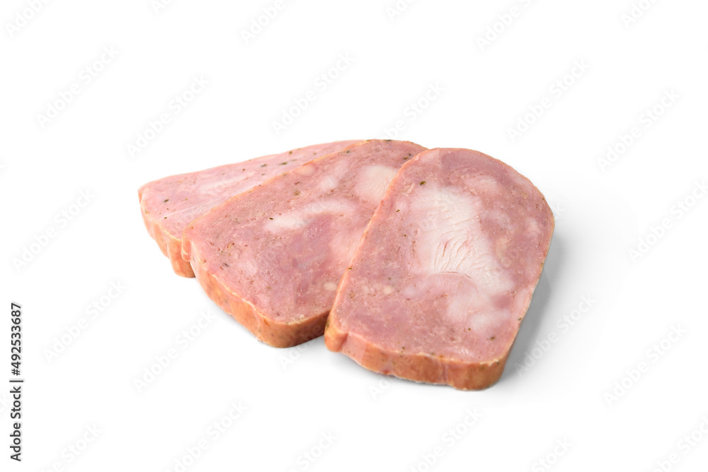 Chicken loaf isolated on white background. Chicken loaf isolated on white background.