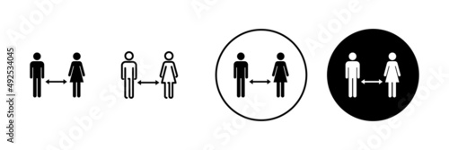 Social distancings set. social distance sign and symbol. self quarantine sign