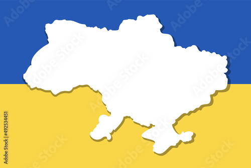 Ukraine. Ukraine map. Vector illustration of Ukraine map on yellow and blue flag background. Map of Ukraine with national flag. Vector Illustration.