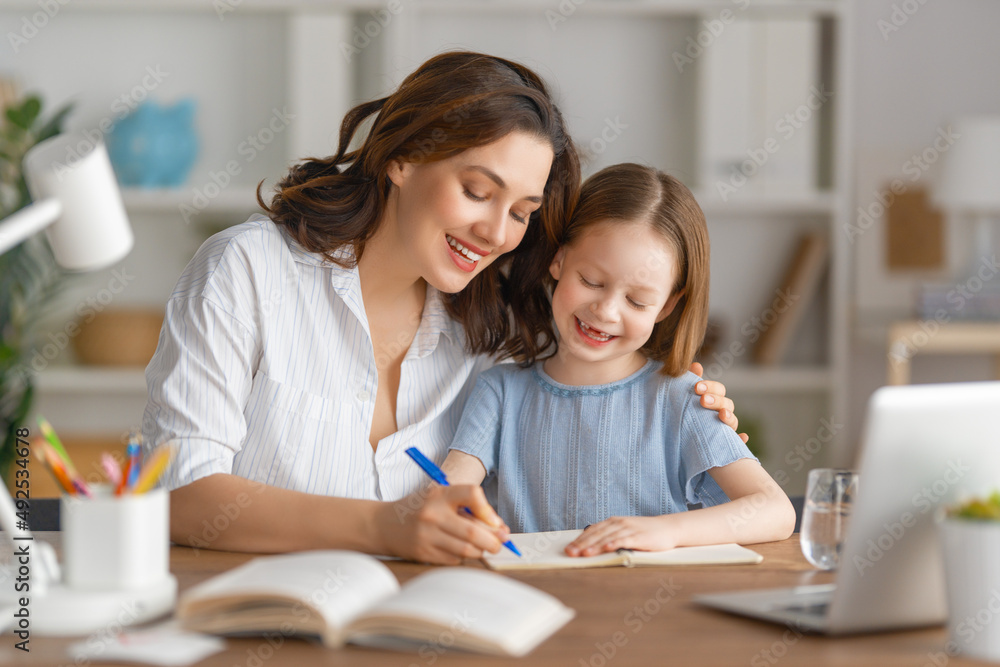 Girl doing homework or online education. Girl doing homework or online education.