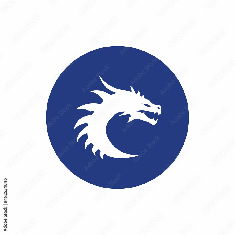 Dragon logo circle background vector icon illustration design template Dragon logo circle background vector icon illustration design template