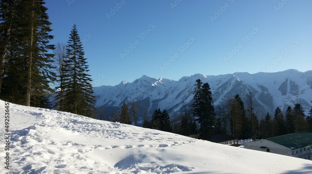 Winter high in the Caucasus mountains.