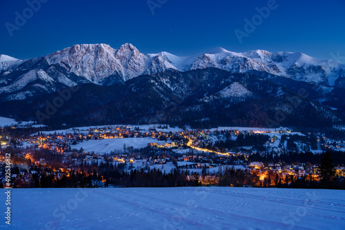 A view of the Tatra Mountains on a clear evening