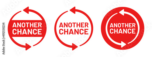 Another chance text with arrow icon set isolated on white background.