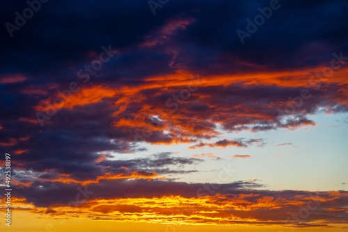 dramatic summer evening orange sky  bright colorful sunset