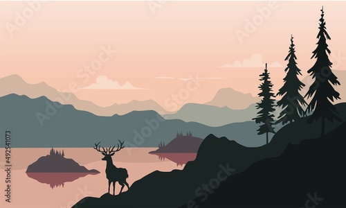 landscape with deer © Sergey