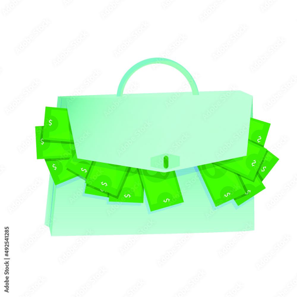 Green money in a briefcase Green money in a briefcase