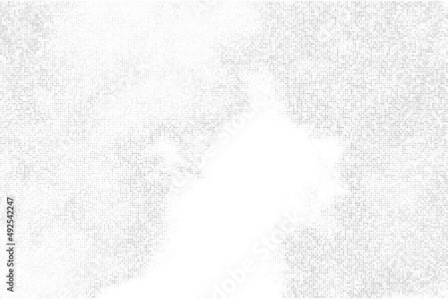 White And Grey Halftone Dotted Background. Abstract Square Dots Pattern. Silver Explosion Of Confetti. Digitally Generated Image. Vector Illustration, Eps 10.  