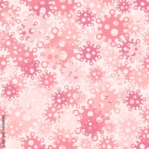 Microscopic cartoon colored bacteria and bacillus seamless pattern background