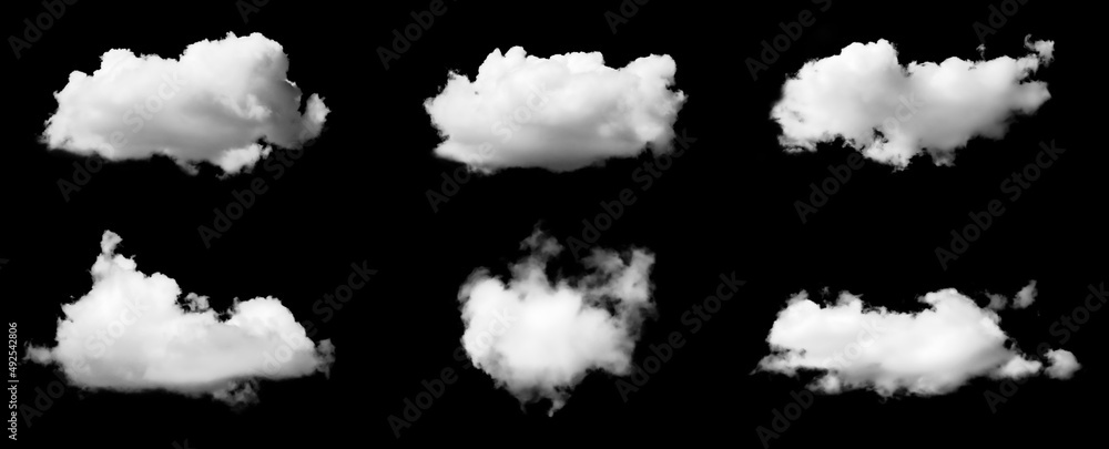 Set of fog, white clouds or haze For designs isolated on black background Set of fog, white clouds or haze For designs isolated on black background