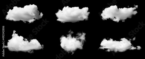 Set of fog, white clouds or haze For designs isolated on black background