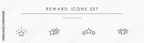 Stars icons. Linear black 3 star icon set