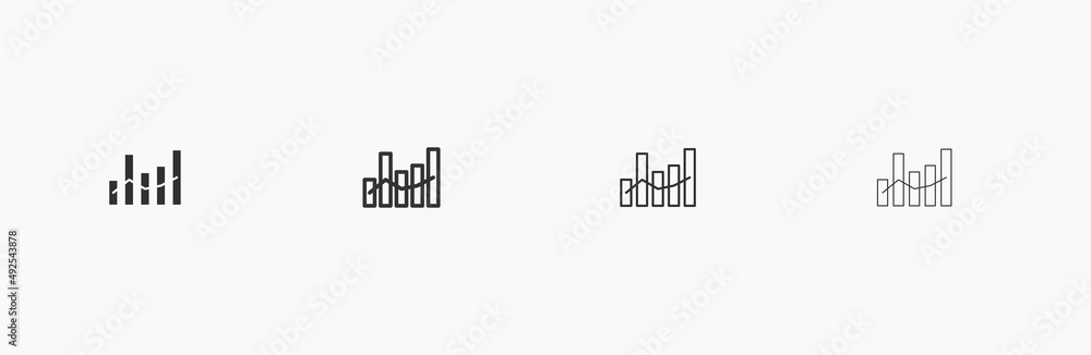 Growing graphic vector linear icon Growing graphic vector linear icon