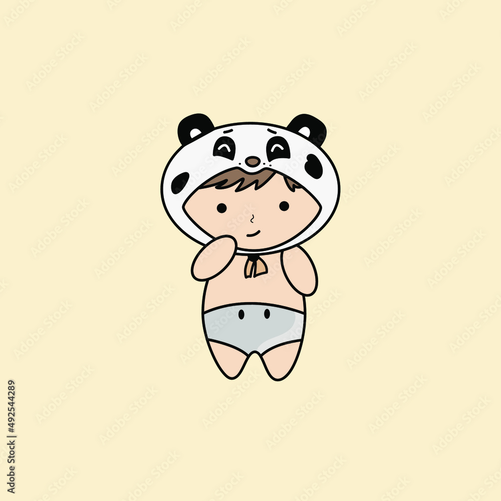 Cute boy wearing a panda costume. Cute boy wearing a panda costume.
