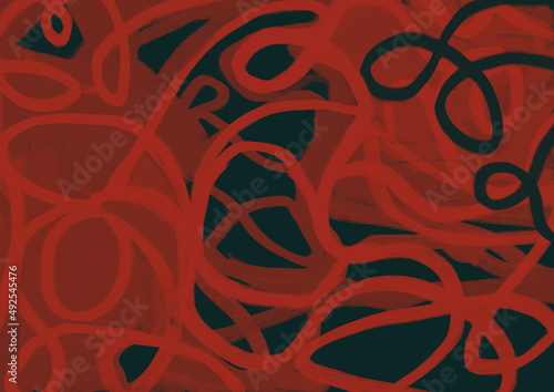turbulent line symbolizes confusion, concept to represent human mind with a dark and fearful blood red Fototapeta