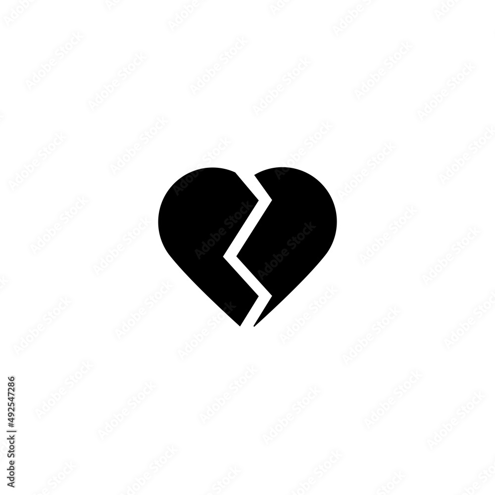 Graphic flat broken heart icon for your design and website Graphic flat broken heart icon for your design and website