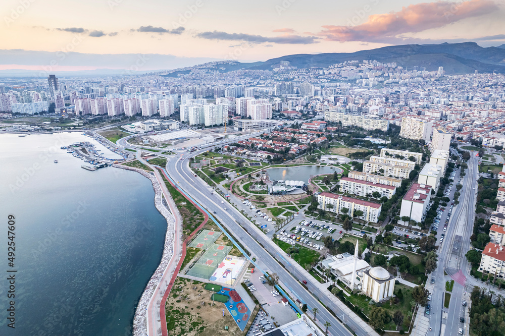 Aerial photo of izmir with drone during daytime