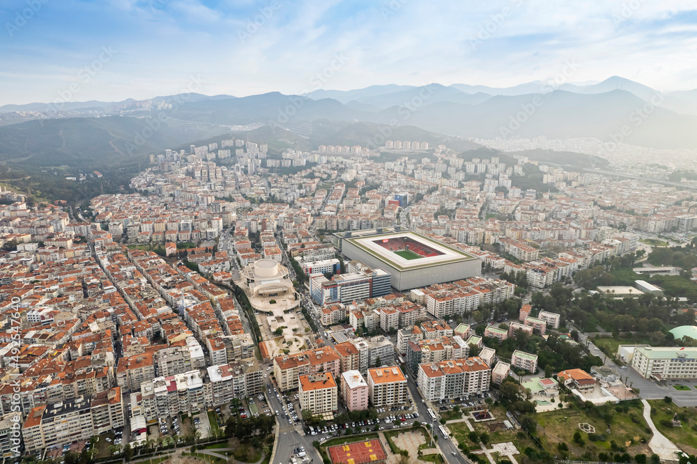 Fototapeta premium Aerial photo of izmir with drone during daytime