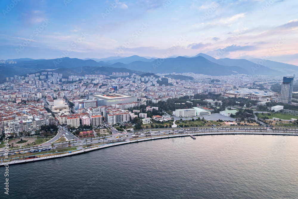 Fototapeta premium Aerial photo of izmir with drone during daytime