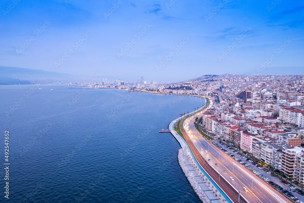 Aerial photo of izmir with drone during daytime