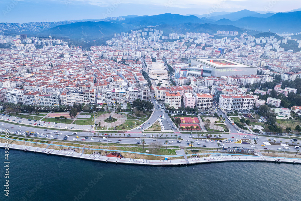 Obraz premium Aerial photo of izmir with drone during daytime
