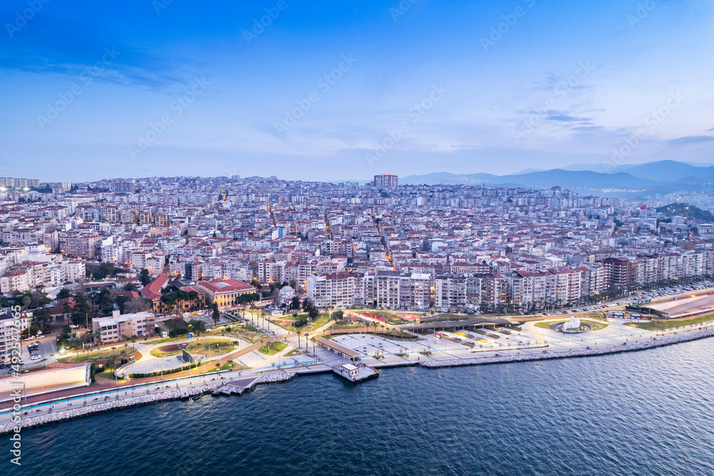 Obraz premium Aerial photo of izmir with drone during daytime