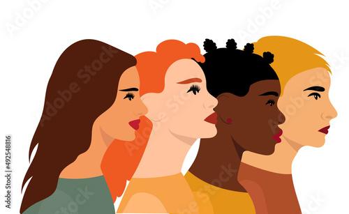 women of different nationalities flat design, isolated, vector