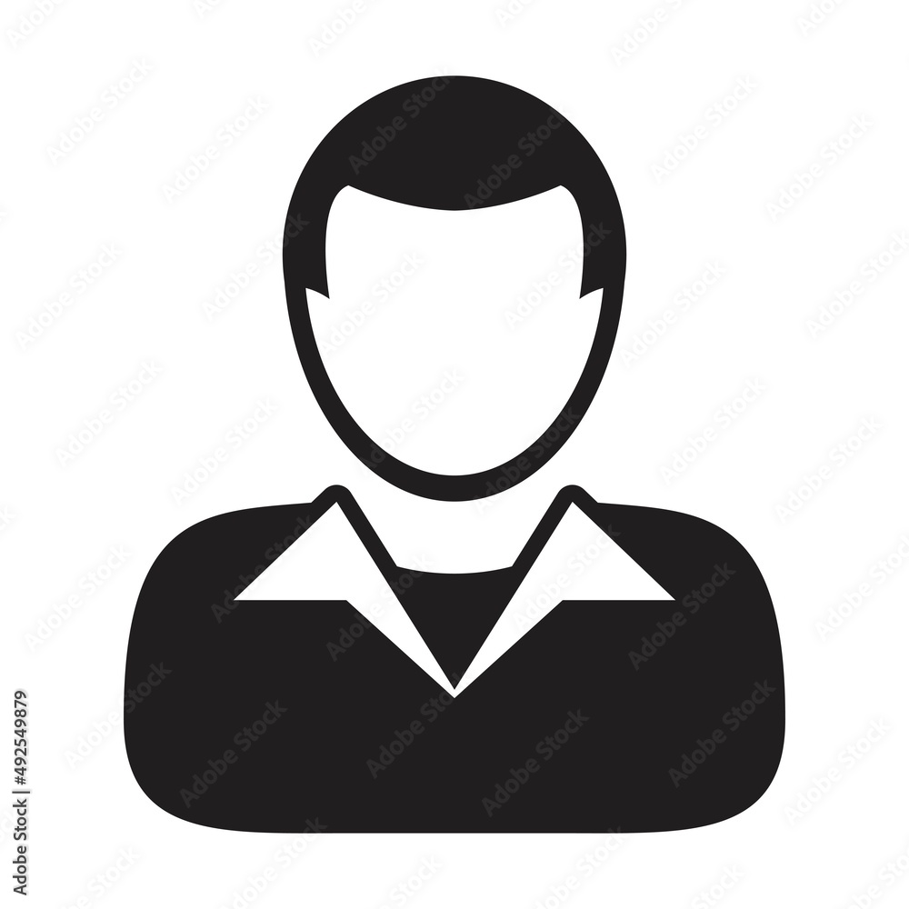 Employer icon vector male user person profile avatar symbol for business in a flat color glyph pictogram sign illustration