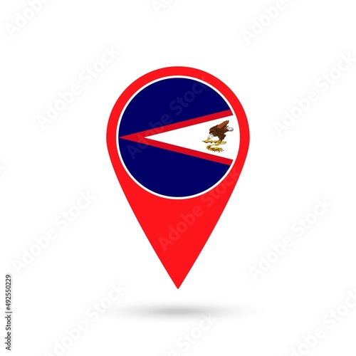 Free Download Map pointer with country American Samoa. American Samoa flag. Vector illustration. - GFXLoad