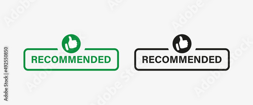 Recommended label buttton with thumbs up. recommend banner with like icon
