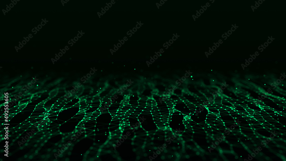 Obraz premium Futuristic digital data transfer concept. High-speed data flow of cryptocurrency servers. Blockchain technology. 3D rendering.