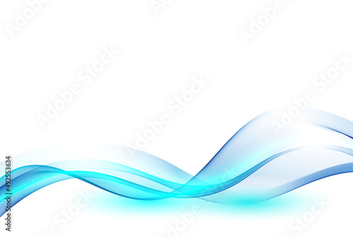 Smooth abstract blue wave border with shadow. Modern abstract background of wavy lines. Vector illustration