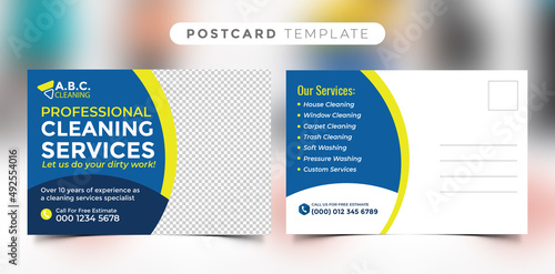 Cleaning service Marketing material Design Postcard Template