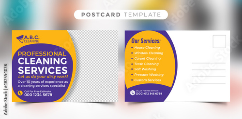 Cleaning Service Postcard Design Template