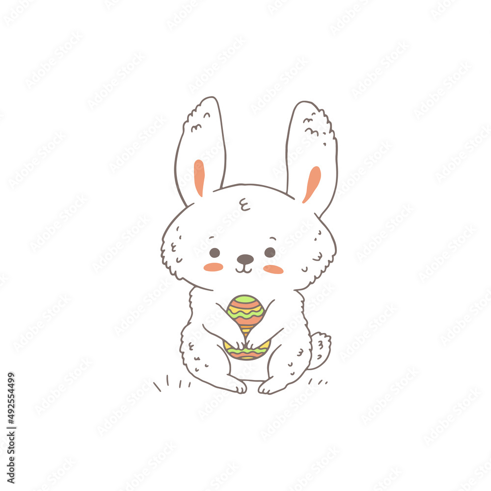 Adorable bunny or rabbit character in kawaii style vector illustration isolated. Adorable bunny or rabbit character in kawaii style vector illustration isolated.