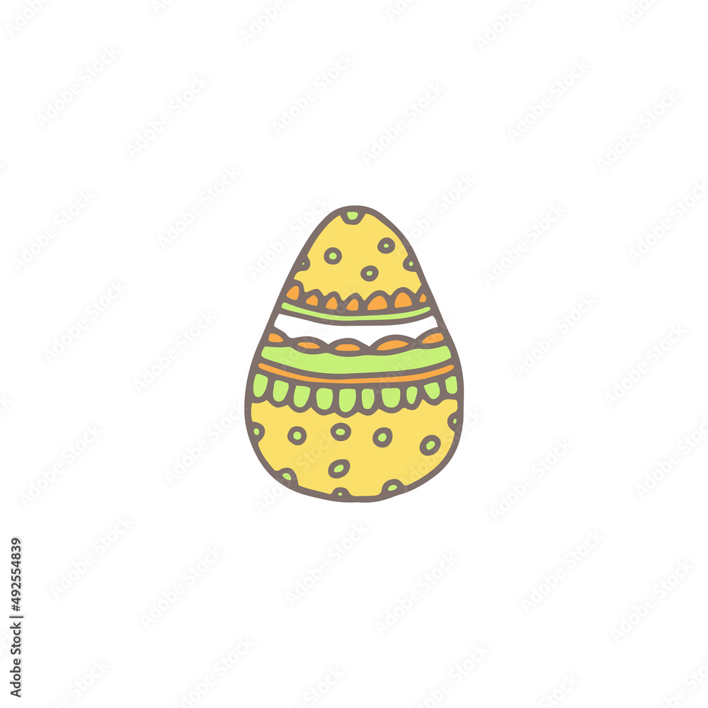 Decorated painted Easter egg, hand drawn doodle vector illustration isolated on white background. Decorated painted Easter egg, hand drawn doodle vector illustration isolated on white background.