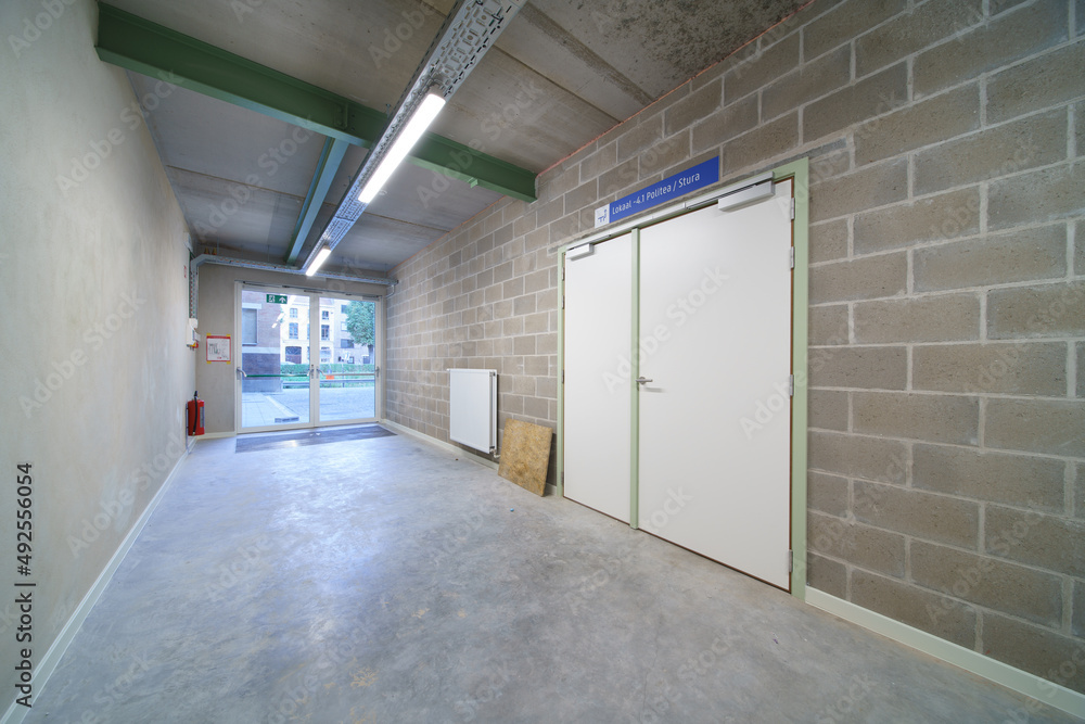 an emergency door in the basement an emergency door in the basement