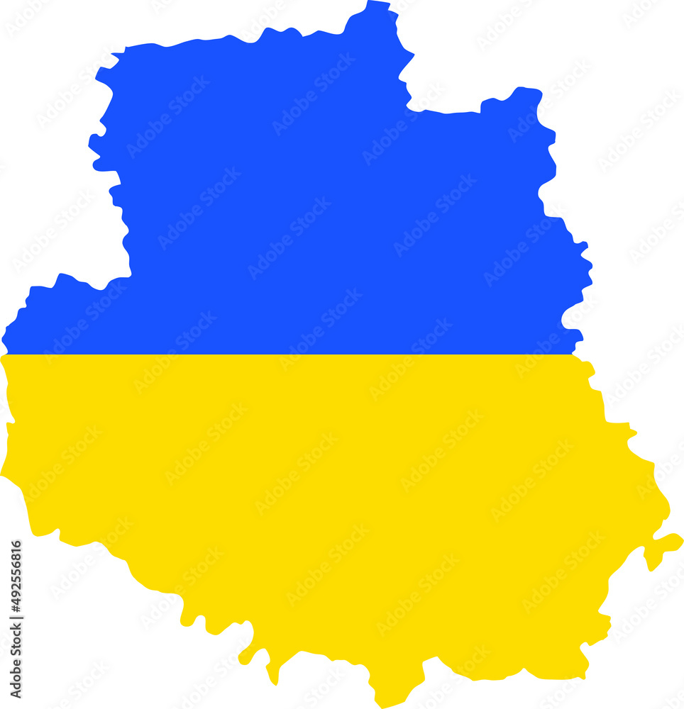 Obraz premium Flat vector map of the Ukrainian administrative area of VINNYTSIA OBLAST combined with official flag of UKRAINE