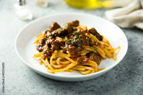 Fototapet Homemade pasta with beef ragout