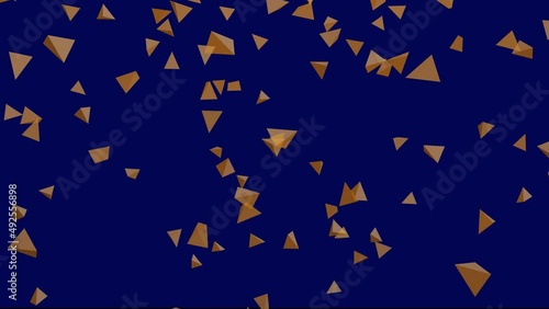 Dark blue background with falling orange pyramids. Simple high definition animation with objects falling in a perfect, seamless loop. photo