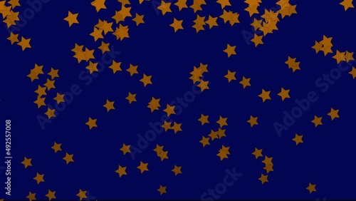 Dark blue background with falling orange stars. Simple high definition animation with objects falling in a perfect, seamless loop. photo