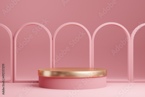 3d rendering illustration of background abstract, podium stage art display wallpaper, product pedestal stand © issaronow