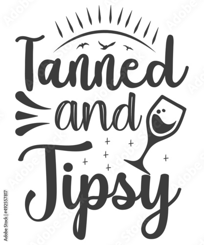 Tanned And Tipsy Printable Vector Illustration
