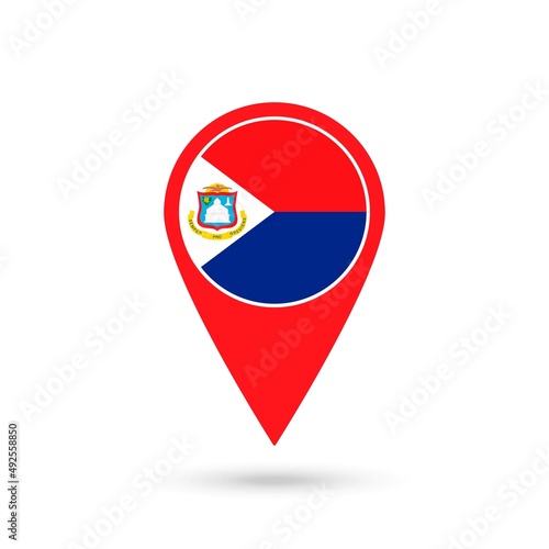 Free Download Map pointer with country Sint Maarten. Sint Maarten flag. Vector illustration. - GFXLoad