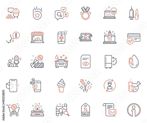 Business icons set. Included icon as Build, Search map and View document web elements. Car wash, Sale, Loyalty star icons. Market, Copywriting notebook, Chemistry lab web signs. Vector