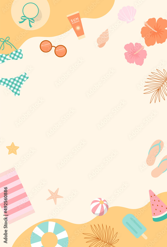 summer vector background with a set of beach icons for banners, cards, flyers, social media wallpapers, etc. summer vector background with a set of beach icons for banners, cards, flyers, social media wallpapers, etc.