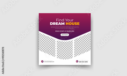 Real Estate Social Media Post Template, Editable Post Template Social Media Banners.